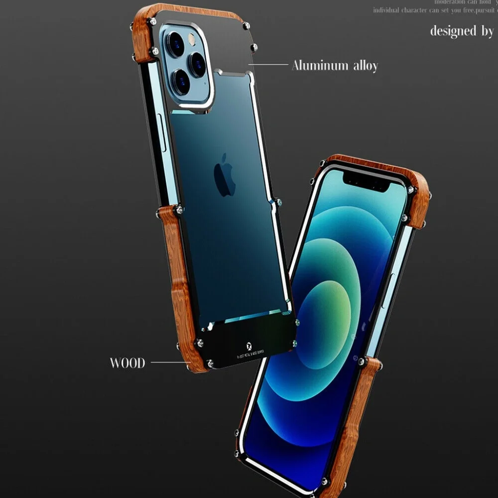 iPhone 13 Pro Max Metal Wood Case